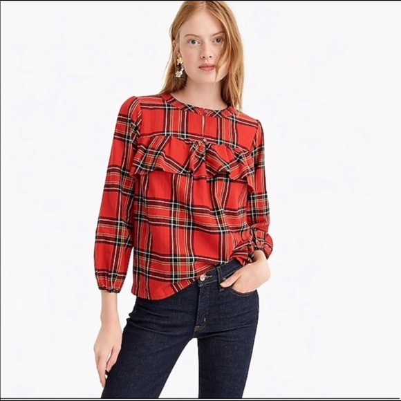 J. Crew Tops - J. Crew Plaid Ruffled Top